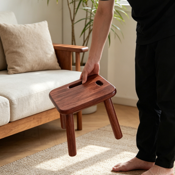 Wooden step stool with handles, non slip, 23 6 cm, for bathroom and children's activities